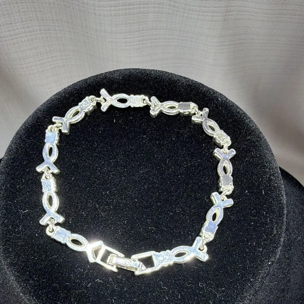 Vtg Avon Pink Ribbon Breast Cancer Awareness Hugs & Kisses XO Tennis Bracelet 7